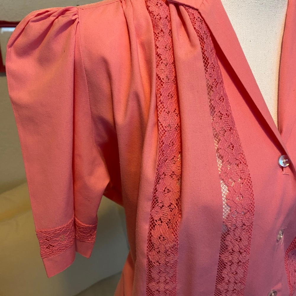 Pink Lace Button Up - Picture 2 of 3